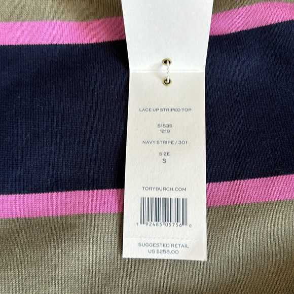 NWT Tory Burch Lace Up Striped Top - Picture 5 of 5